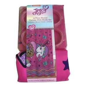 Nickelodeon Jojo Siwa Unicorn 13 Piece 72"x72" Shower Curtain With Rings Set